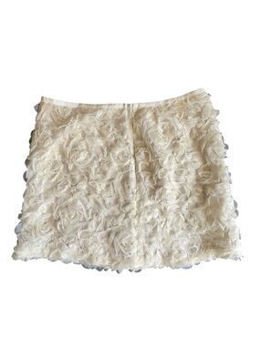 LOFT Cream Floral Rosette Textured Mini Skirt Size 14 NWT